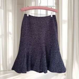 Ann Taylor Blue Marbled Tweed Ruffle Skirt Size 2